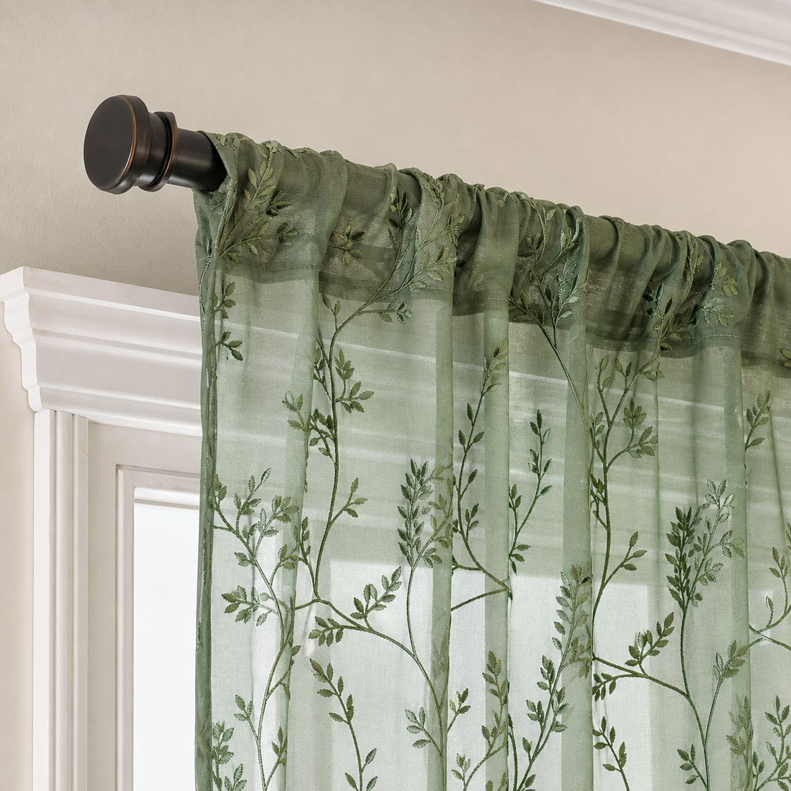 Minimalist Style Tree Branch Blackout Curtain and Transparent Sheer