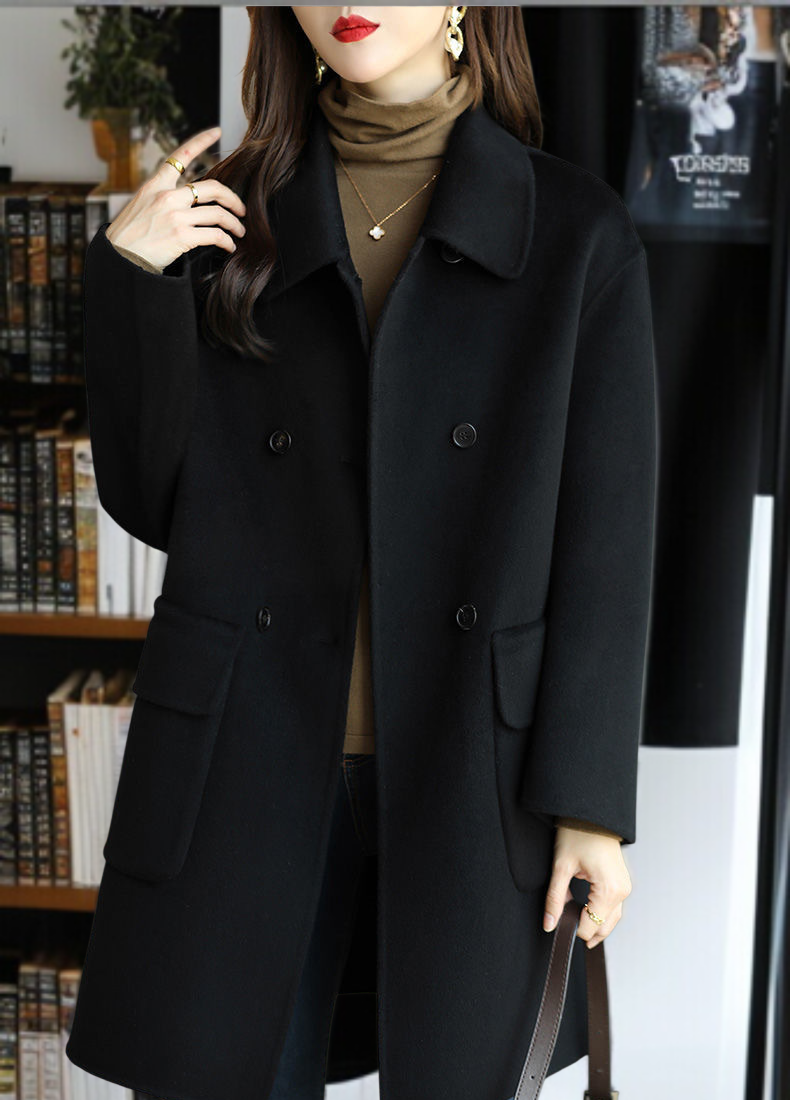 レディース厚手スリムツイードジャケット ミドル丈アップグレード・コットン・ツイード・コート