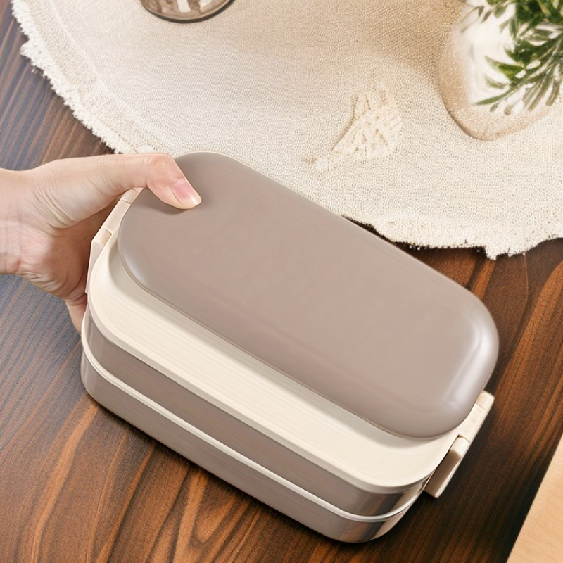 ピクニック・家庭用2重弁当箱セット、電子レンジ対応ランチボックス