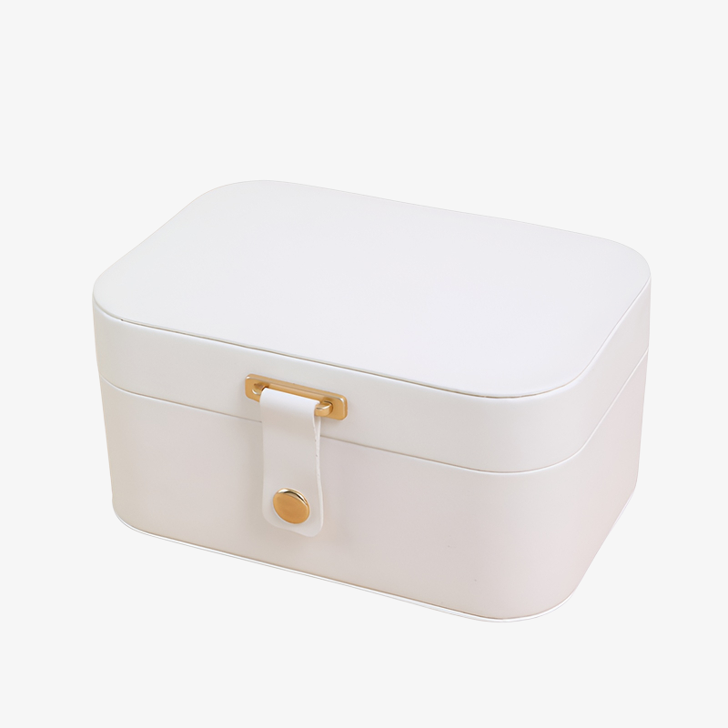 Button Flip 2-lagige Reise-Schmuckschatulle für Halskette, Ohrring, Ring