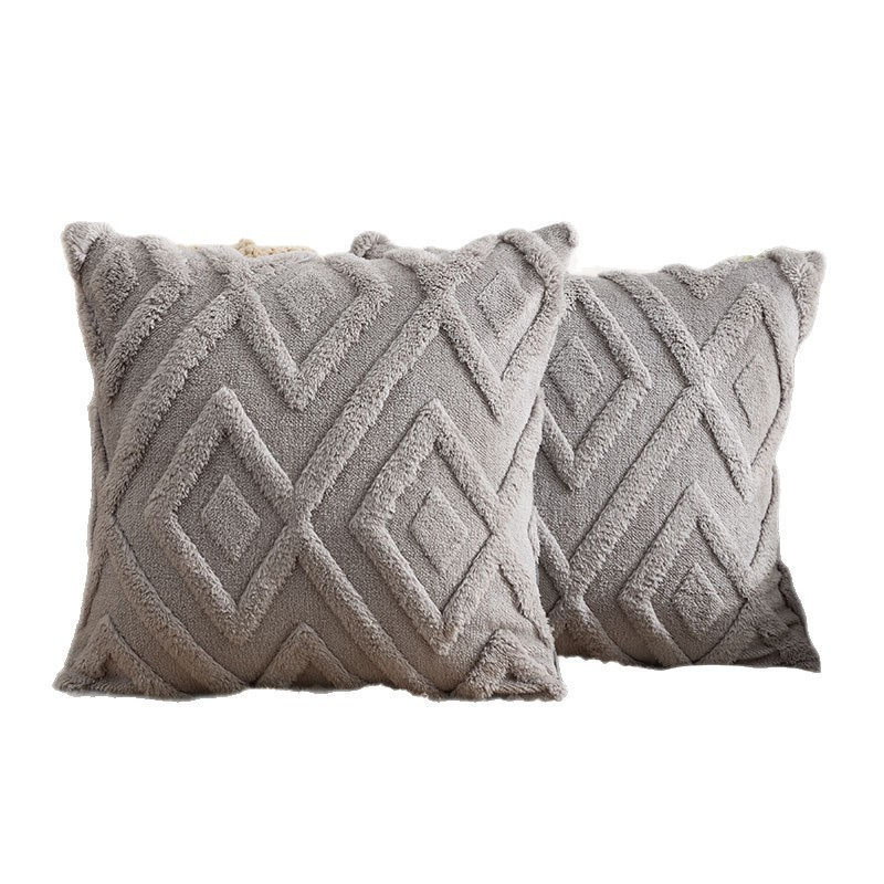 珊瑚絨格子抱枕套