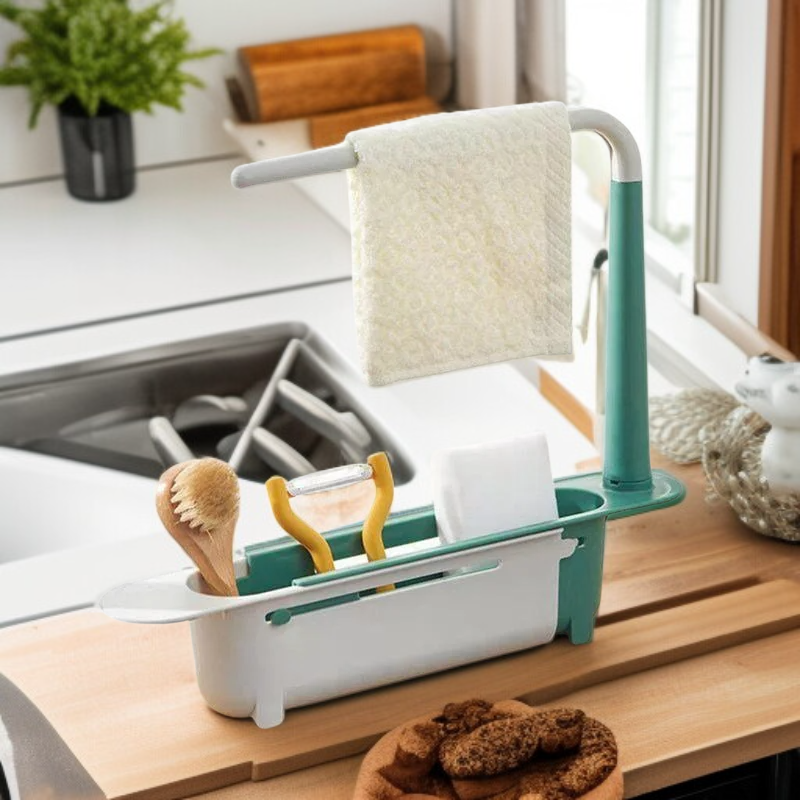 싱크대 걸이형 물빠짐 바구니, 텔레스코픽 선반 대용량 