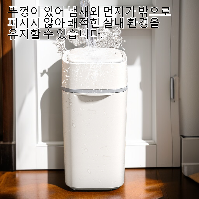 뚜껑이 있는 심플하고 좁은 쓰레기통