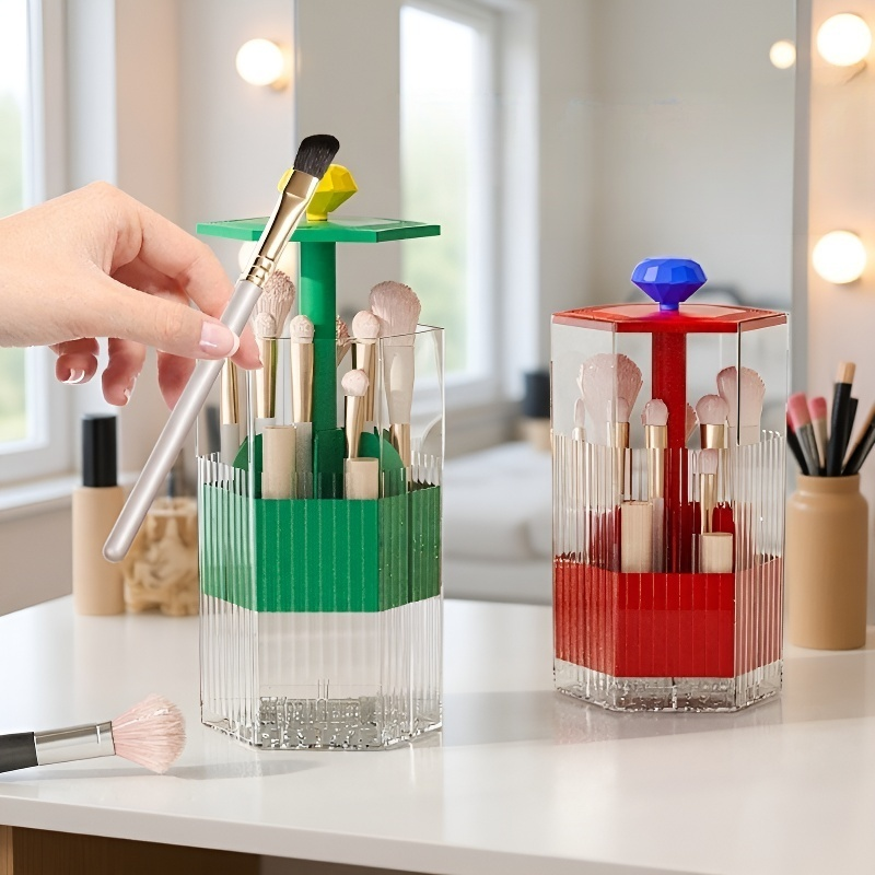 Estuche organizador de brochas de maquillaje a prueba de polvo para escritorio