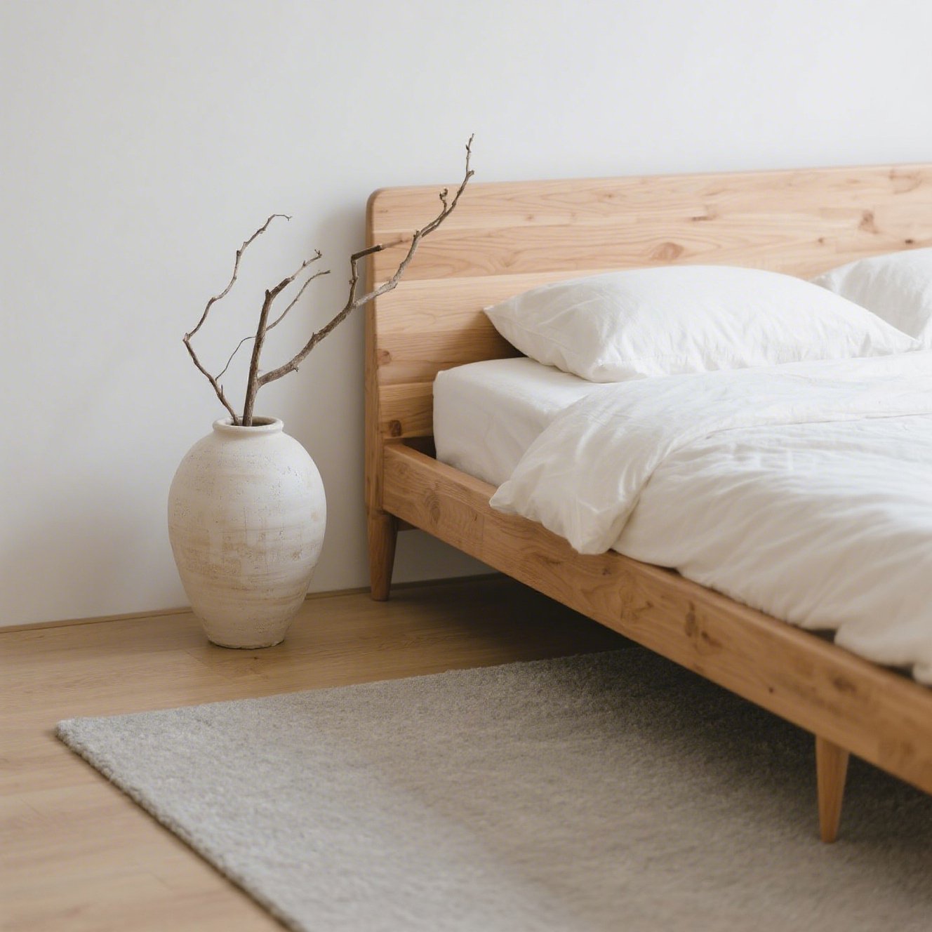 ナチュラル無垢材ダブルベッド