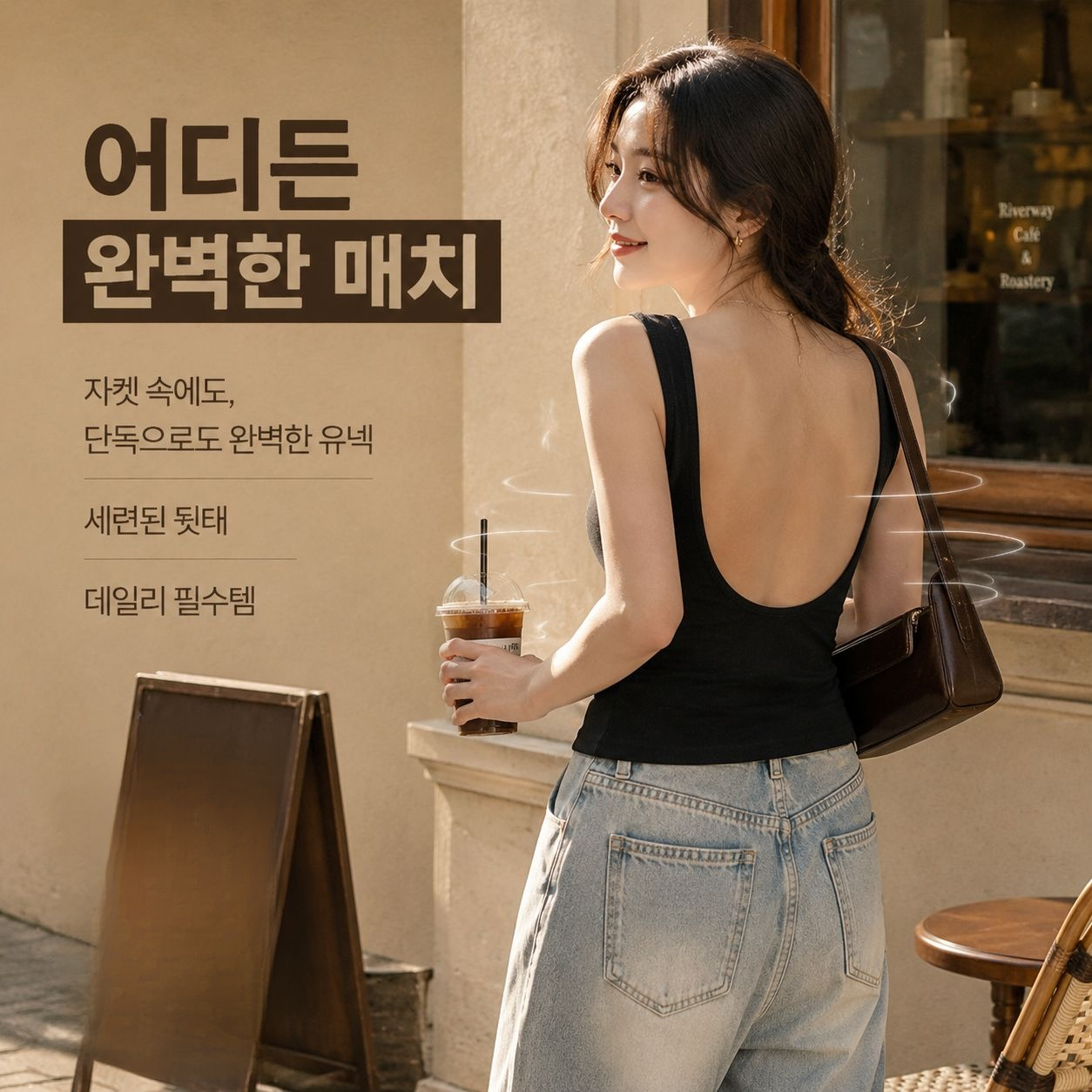 큰 U넥 민소매 노출 브라패드 이너 슬리브리스 여성 탑