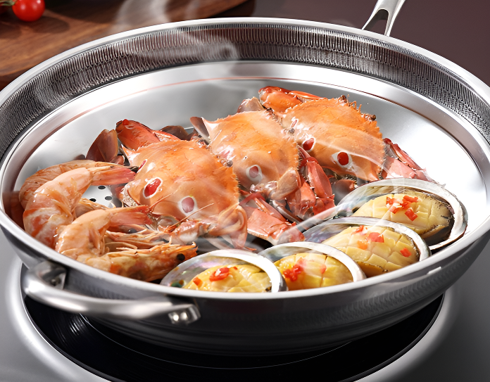 내구성 좋은 스테인리스 찜기 클로즈업