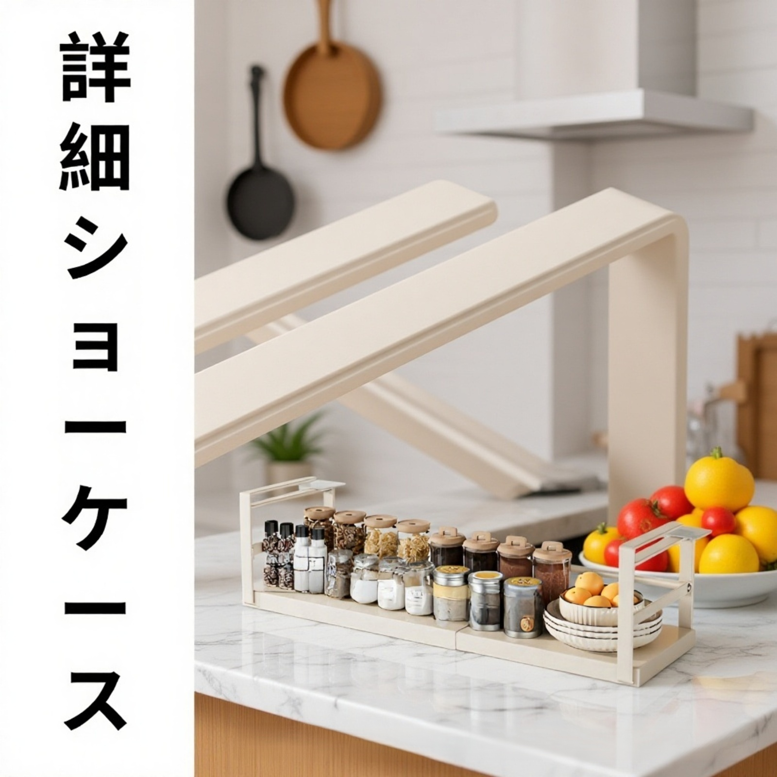 伸縮式キッチン収納ラック 吊り戸棚用ハンギングバスケット