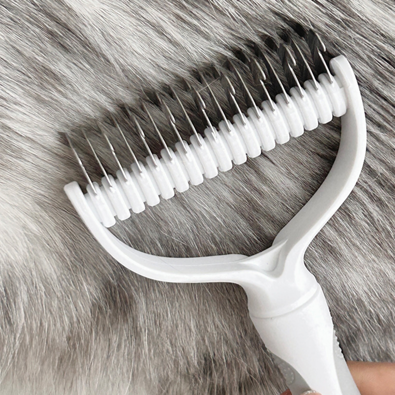 Cepillo Removedor de Pelo para Mascotas de Doble Cara y Dientes Finos