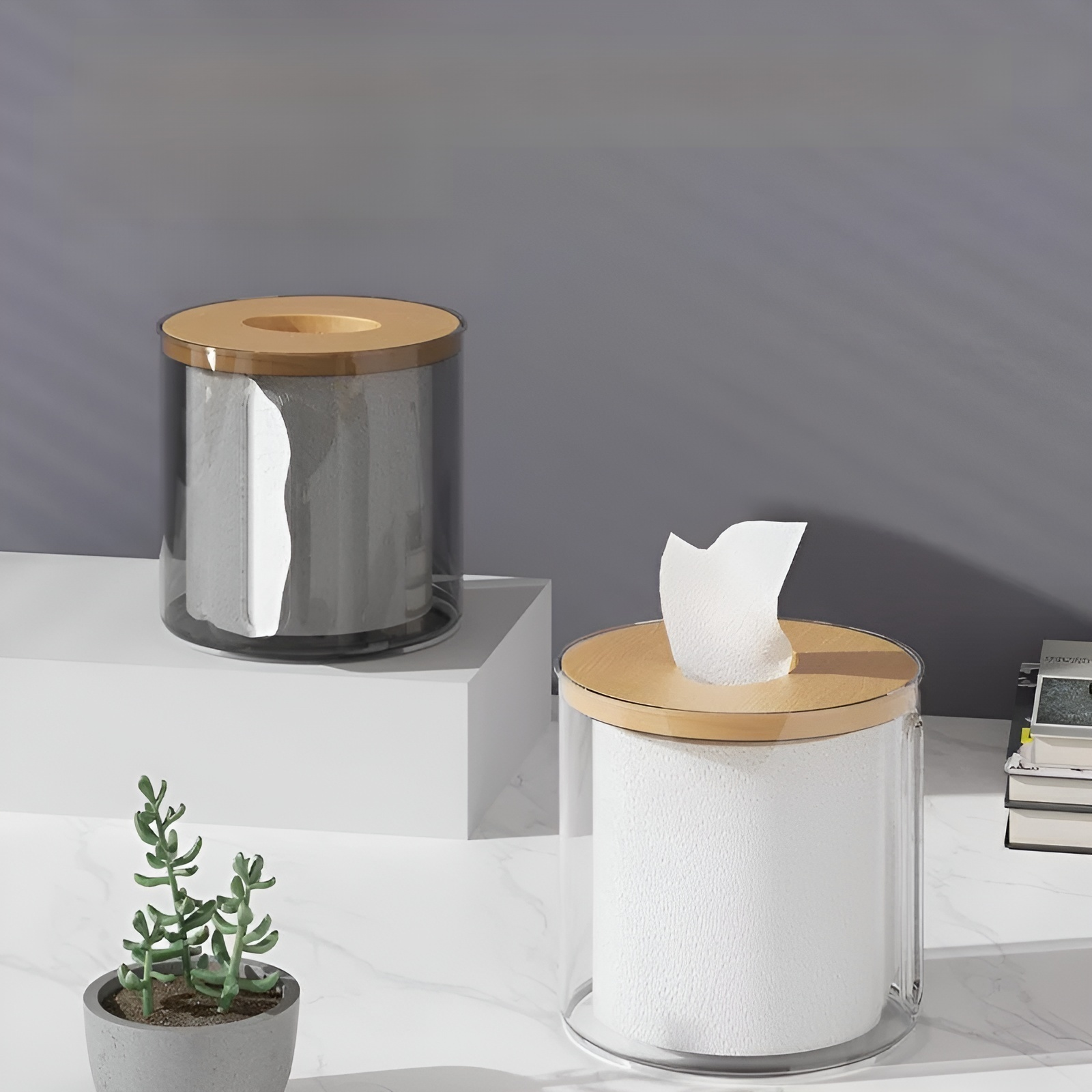 กล่องกระดาษทิชชู่ทรงกลมแบบเรียบง่ายสำหรับบ้าน