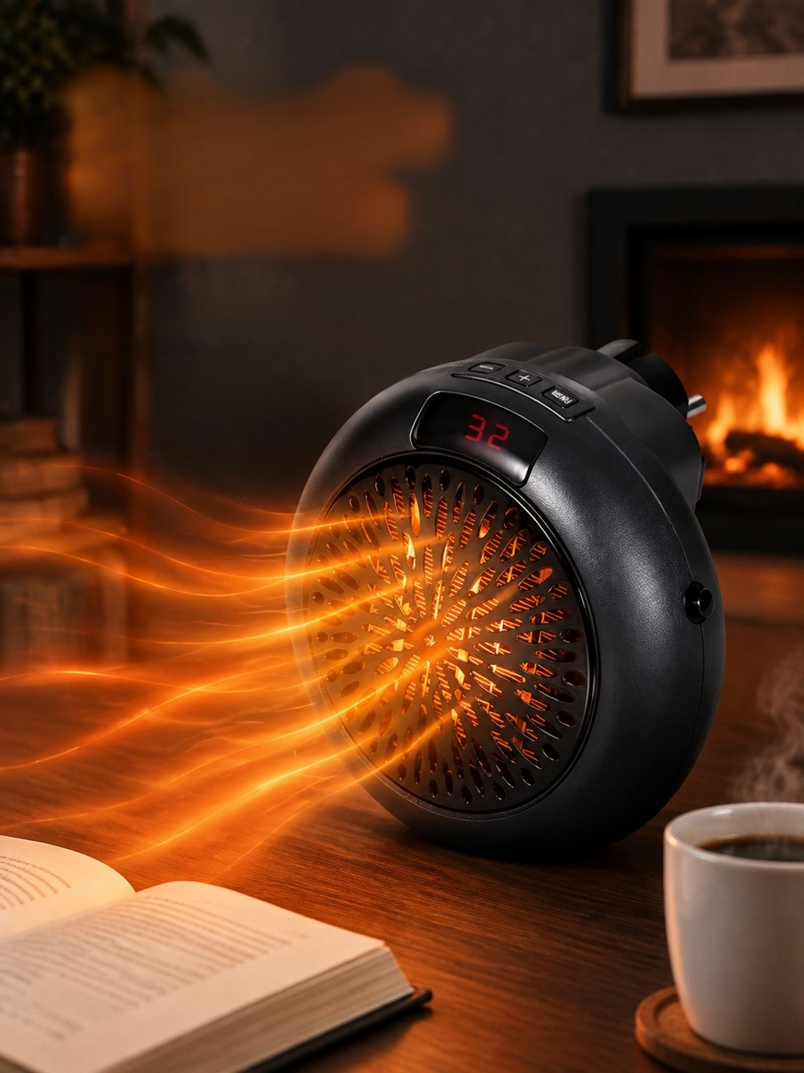 Mini-Heizung Home-Office-Schreibtisch kleine wandmontierte runde tragbare Elektroheizung mit doppelt