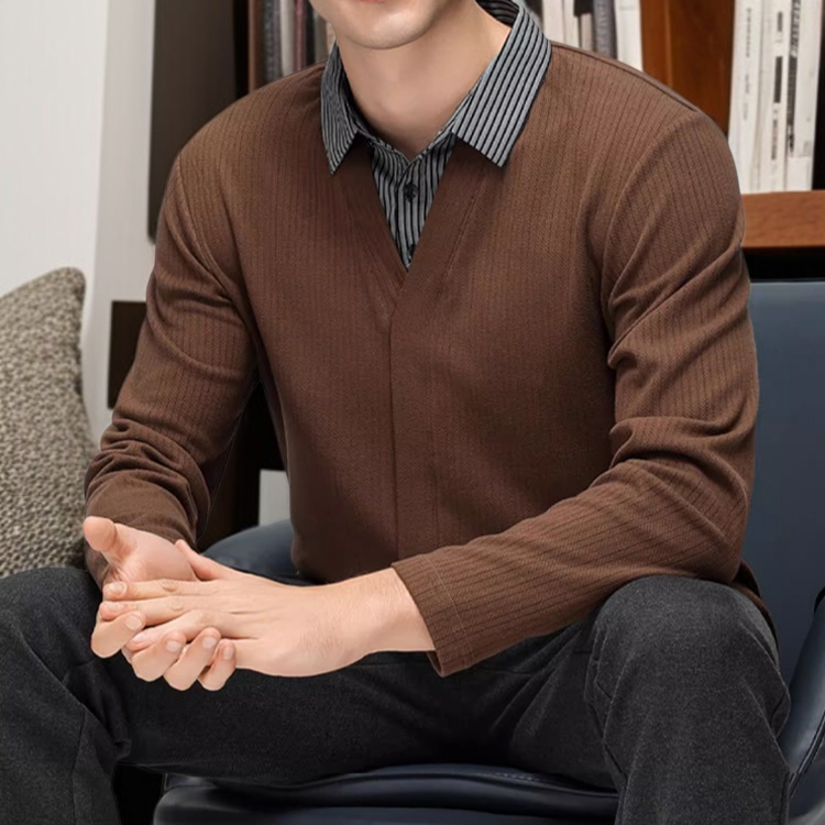 남자 루즈핏 맨투맨 데일리 통근 니트 긴팔 휴가 투피스 스트라이프 맨투맨 루즈핏 긴팔 니트 탑