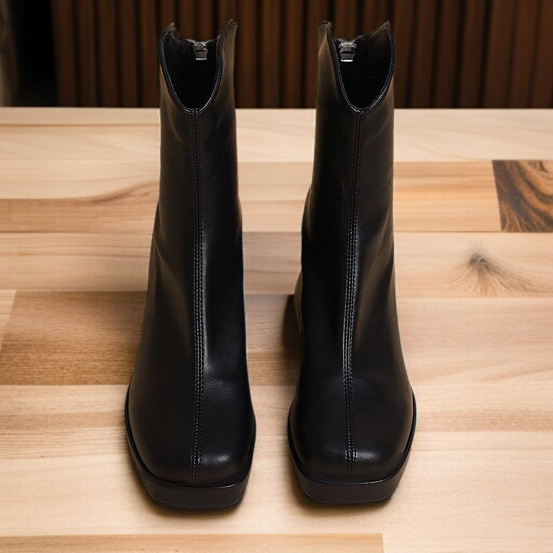 여자 스퀘어 워커 힐 키높이 앵클부츠 8CM 23D829