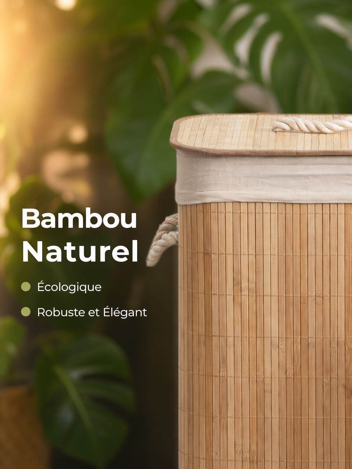 Panier à linge en bambou tressé anti-poussière