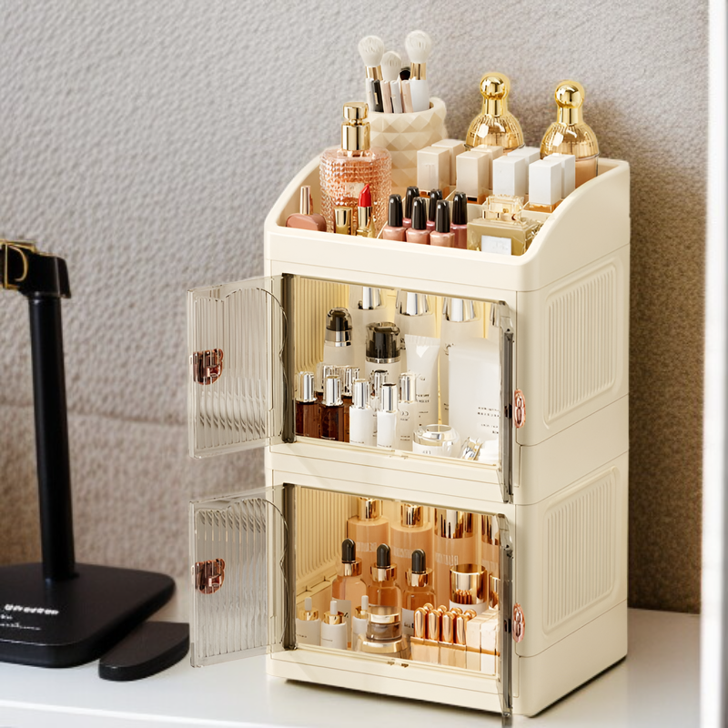 家庭用軽量高級デスクトップ化粧台スキンケアマスク防塵引き出し収納キャビネット化粧品収納ボックスラック