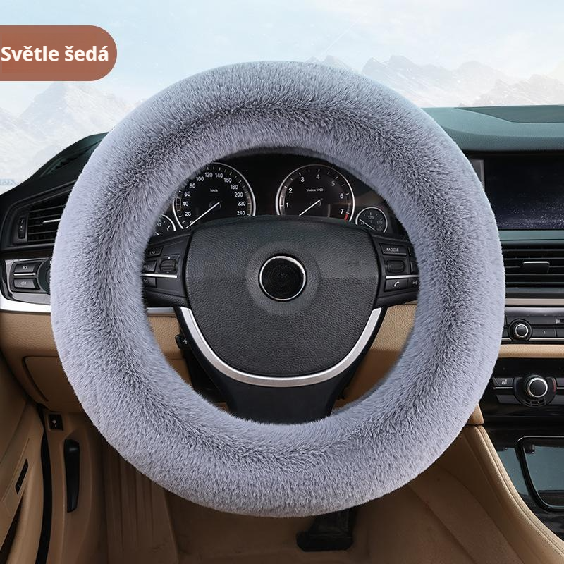 Teplý plyšový potah na volant, vhodný pro všechny vozy, neklouzavý design