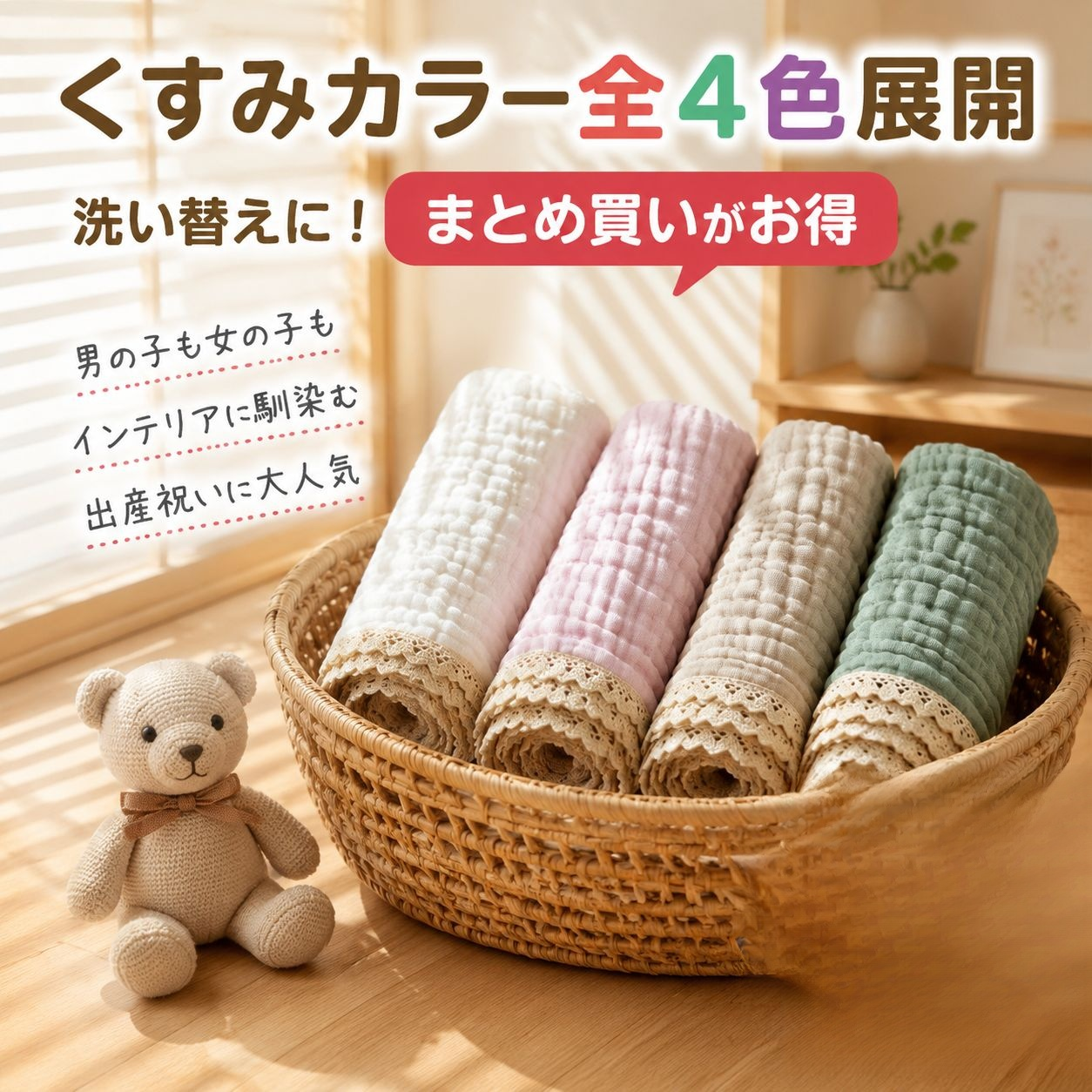 ベビー6重ガーゼ綿レース多用途ブランケット