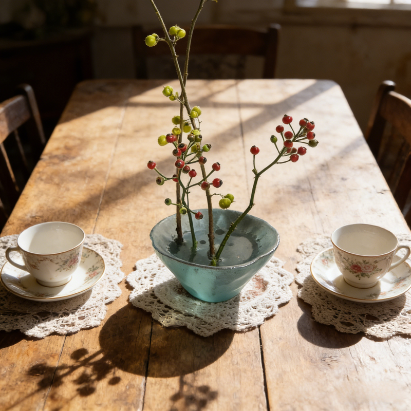 Handmade Ceramic Lotus Leaf Incense Vase, Oriental Ikebana Flower Vessel
