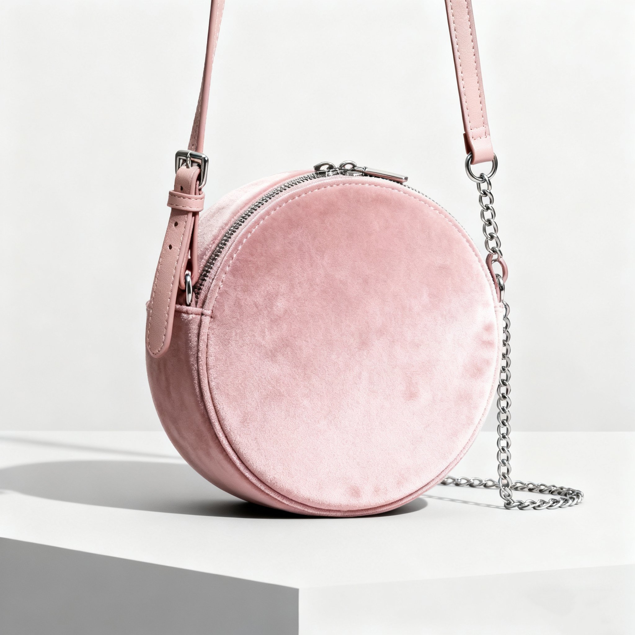 กระเป๋าถือผ้ากำมะหยี่สีชมพู