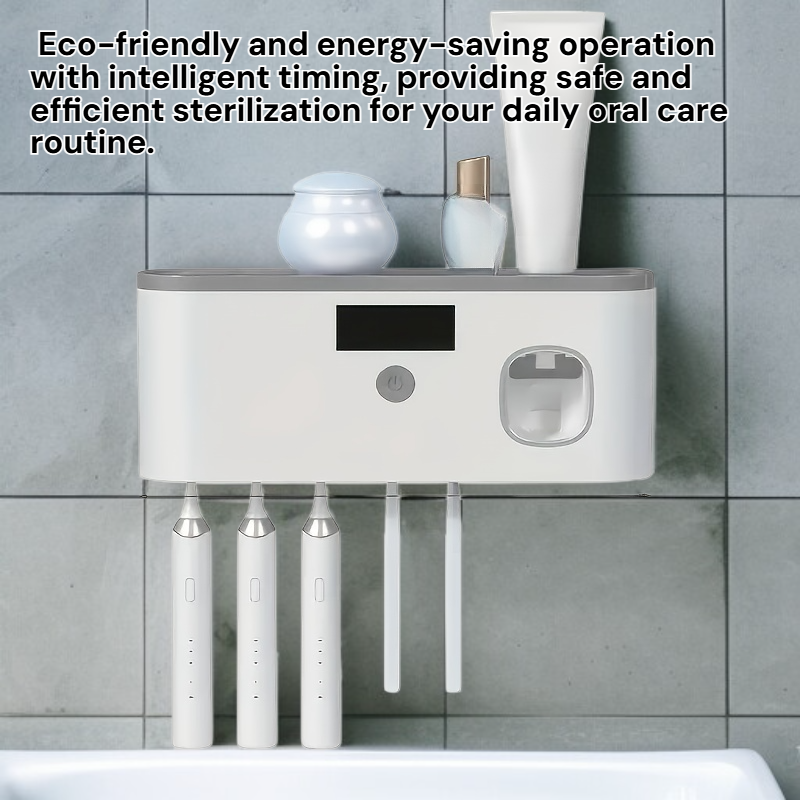 Wall-Mounted Punch-Free UV Toothbrush Sterilizer Rack, Multifunctional Bathroom Organizer