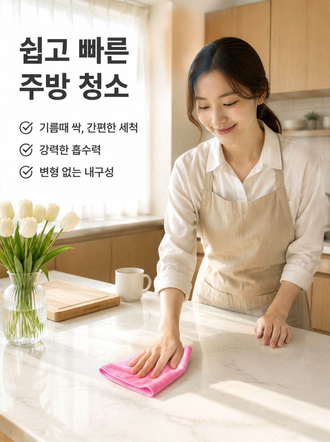 기름 방지와 보풀 방지 청소 행주