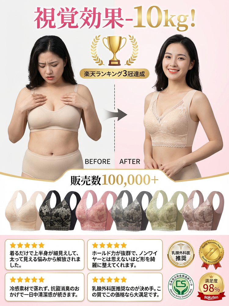 乳腺外科医監修✨「魔法の着痩せブラ」で瞬間−10kg見えの衝撃体験！