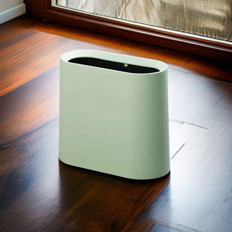 단색의 뚜껑 없는 좁은 쓰레기통