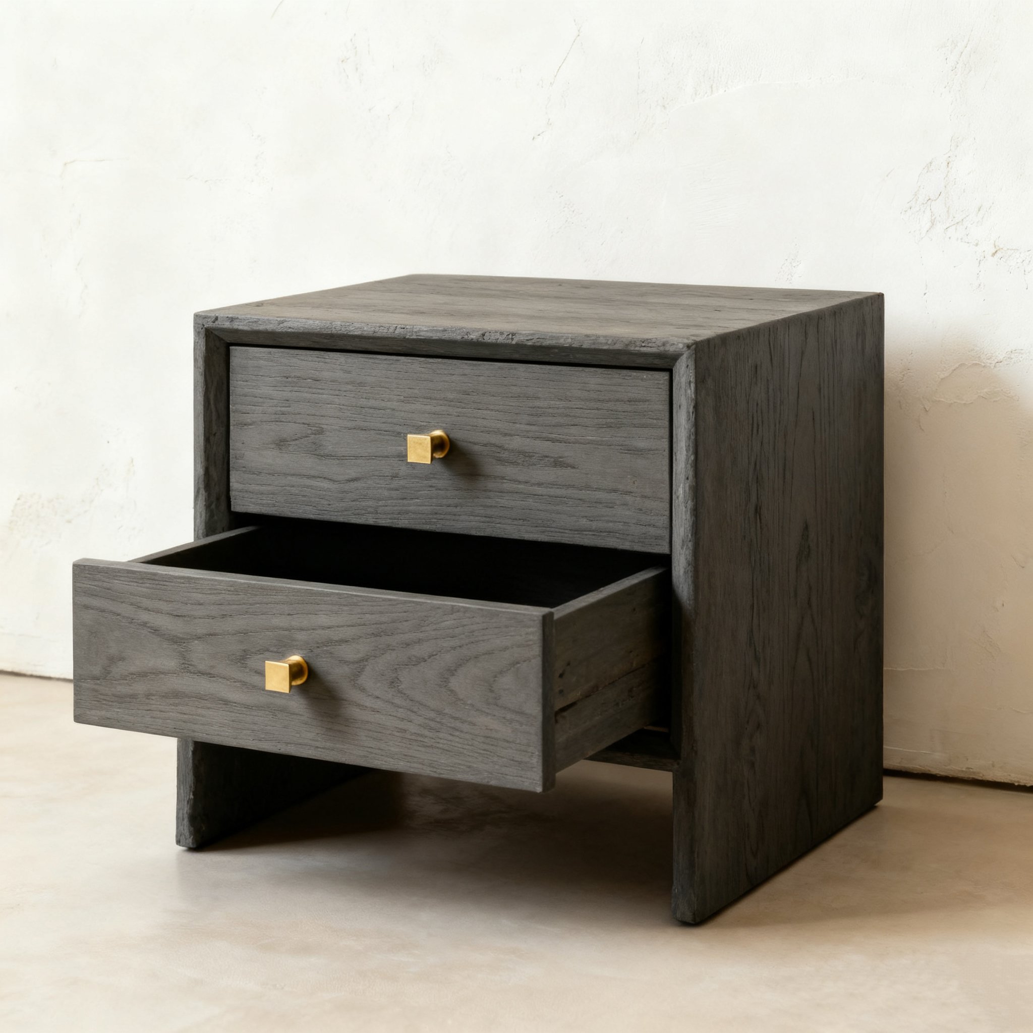 아늑한 더블 서랍 침실 사이드 테이블 전체 모습