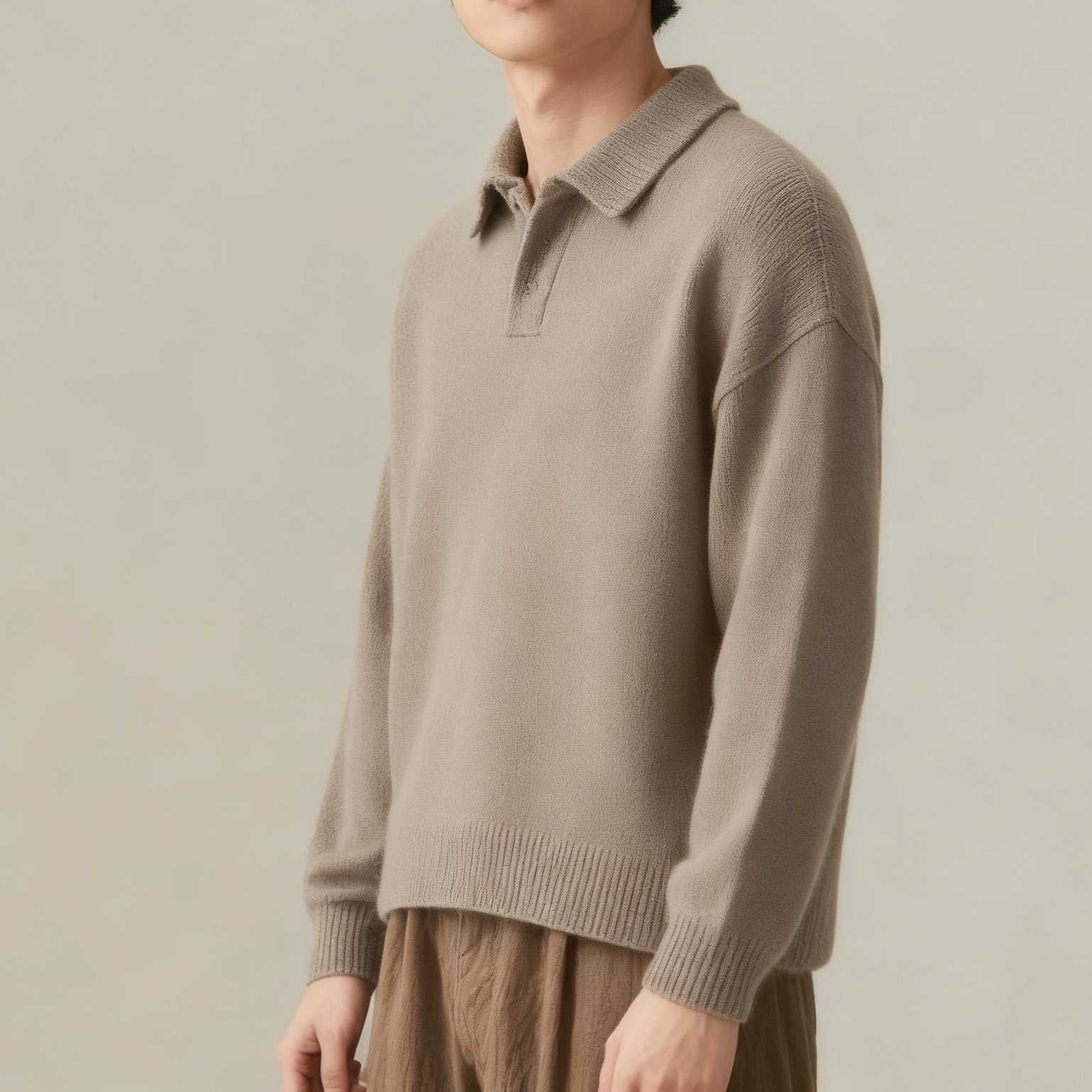  세련된 한국풍 카키 니트