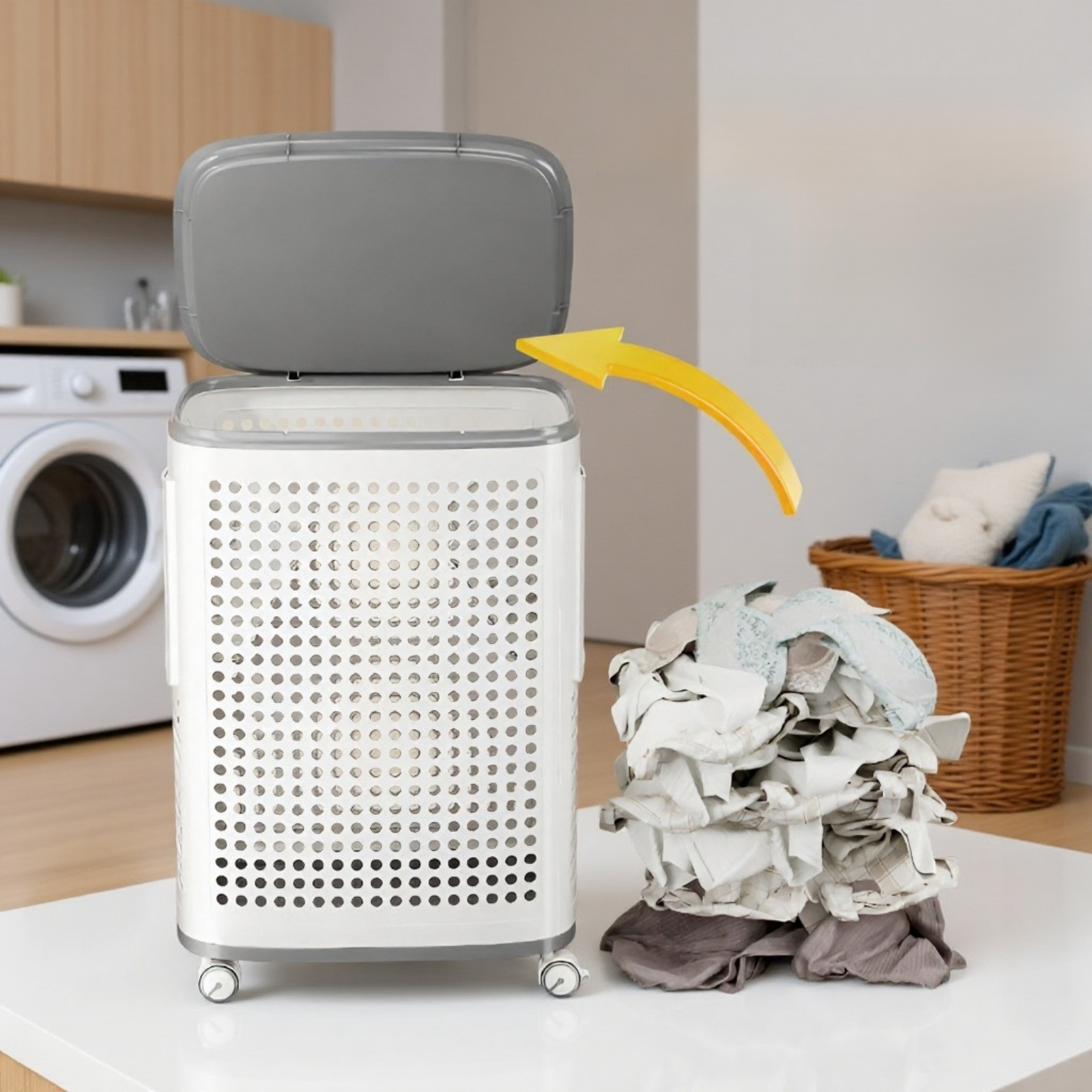 Toilet clothes storage basket