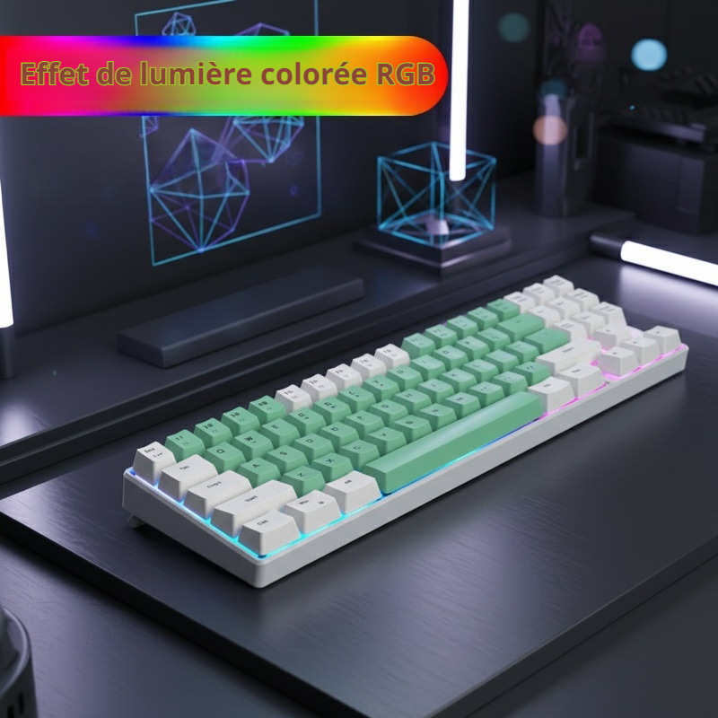 Clavier filaire RGB lumineux sensation mécanique pour bureau