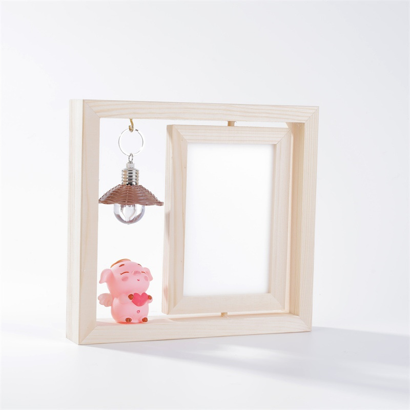 Portarretratos giratorio de madera maciza para pareja, estilo minimalista