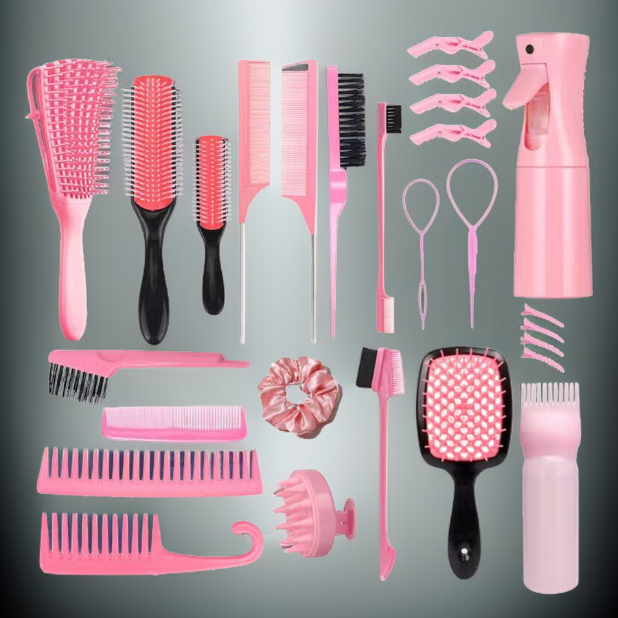 두피 마사지 빗으로 두피 케어하는 모습