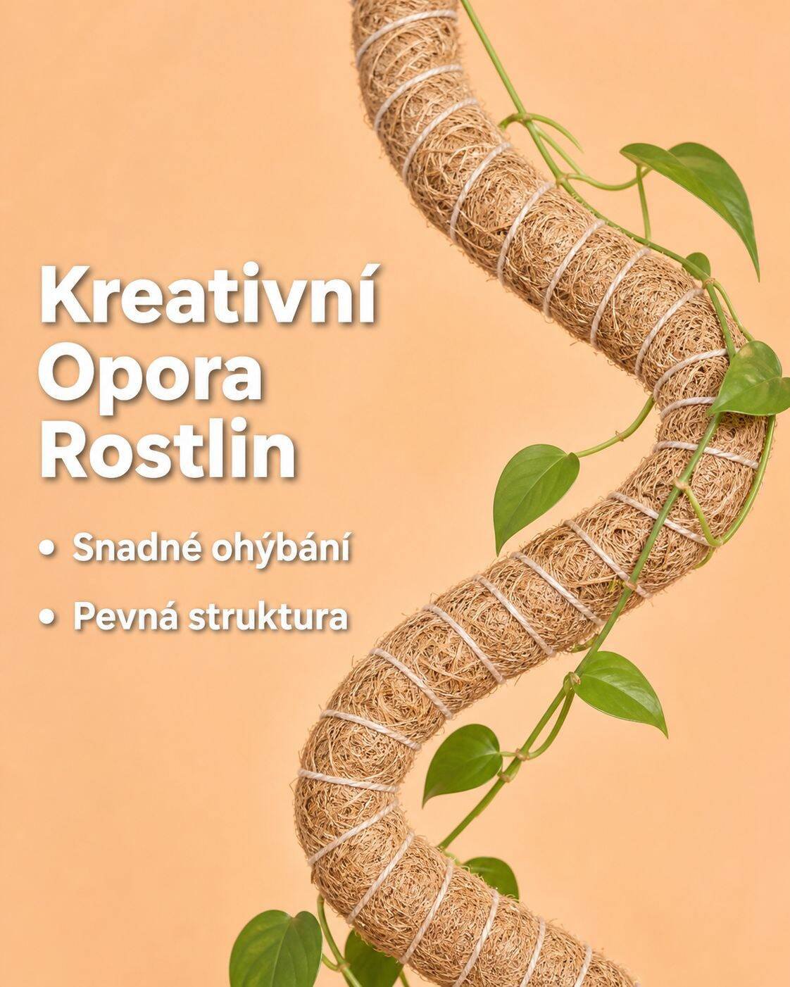 Opěrný kůl pro monstera, fixace sloupku pro zelenec, kokosový sloupek
