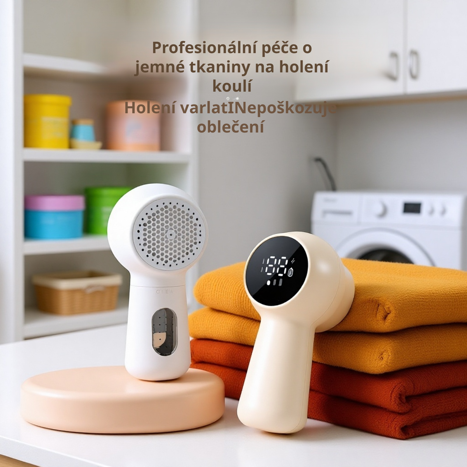 Elektrický odstraňovač žmolků s LED displejem a 6 čepelemi pro silné stříhání