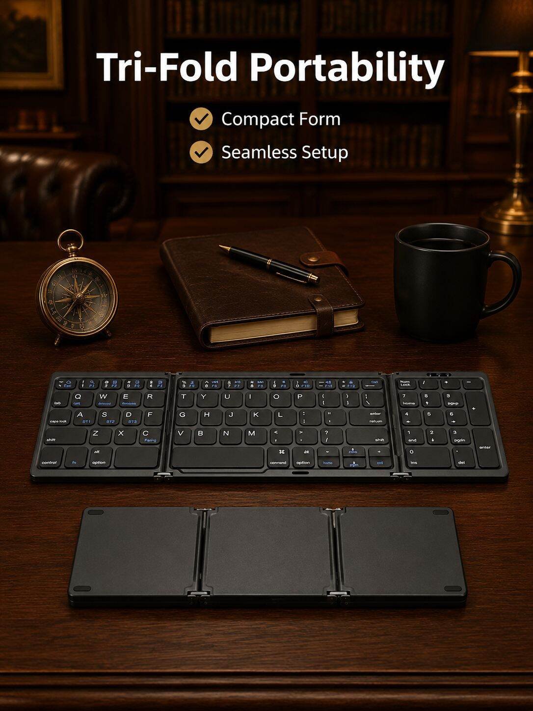 Three-Fold Bluetooth Wireless Portable Keyboard
