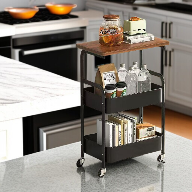 Movable rack for home bedroom living room with pulleys and table trolley simple multi-layer snack st