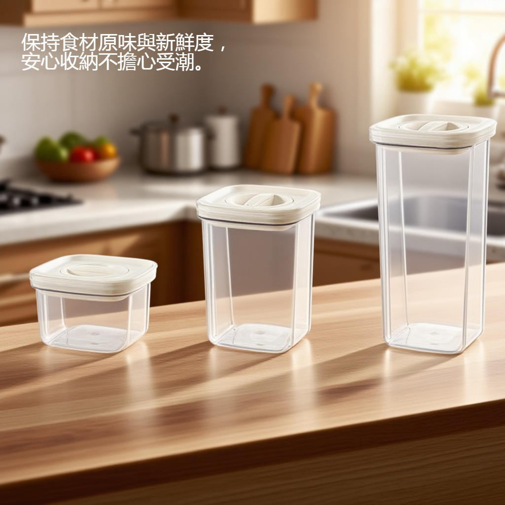 帶蓋鎖扣透明保鮮防潮收納罐