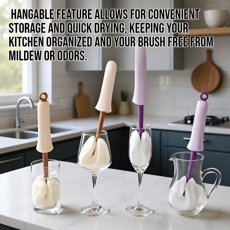 Hangable long-handled sponge cup cleaning brush