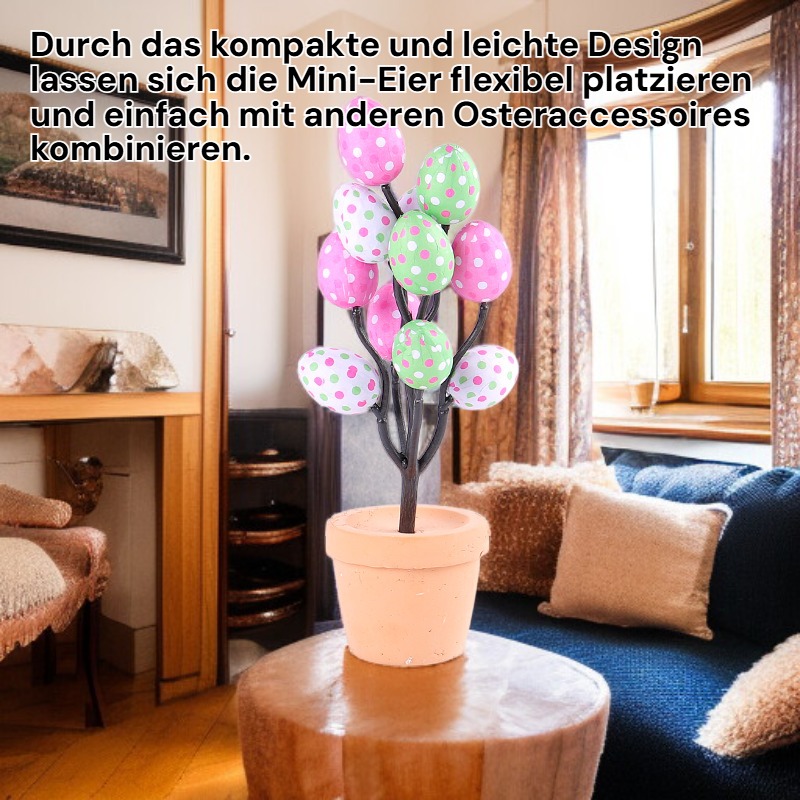 Osterdekoration Künstliche Mini-Eier im Cartoon-Stil für den Schreibtisch