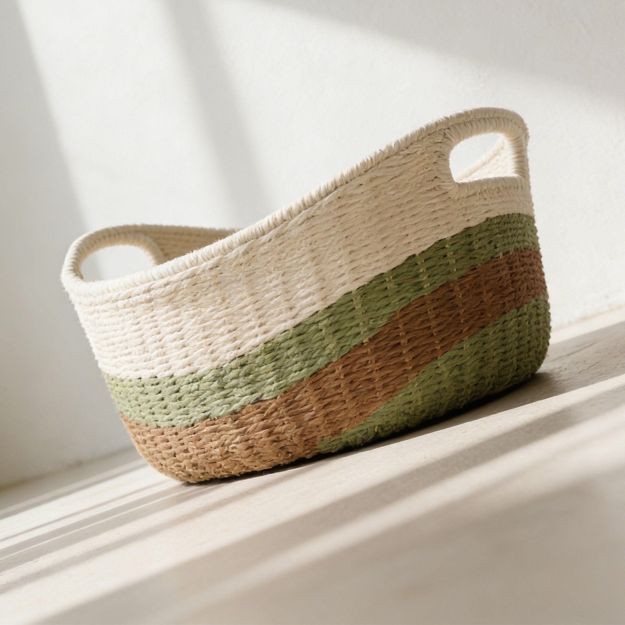 コットンロープ編み収納バスケット2個セットの全体画像