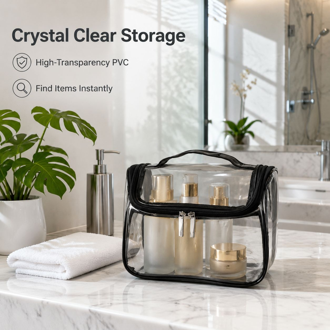 Portable Waterproof Toiletry Bag for Travel and Business, Makeup Organizer Pouch