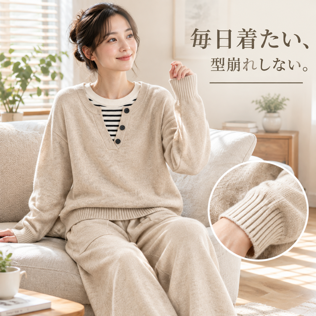 レディース春秋新作フェイクレイヤードトップス＋ワイドパンツ2点セット