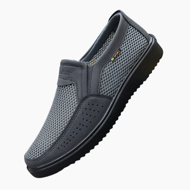 남성 컴포트 미끄럼 방지화 체중 캐주얼 통굽 여름 남성화 망사 원터치 슈즈 우레탄 소재 샌들 무릎 편안한 노인용 망사화 통풍 컴포트 미끄럼 방지화