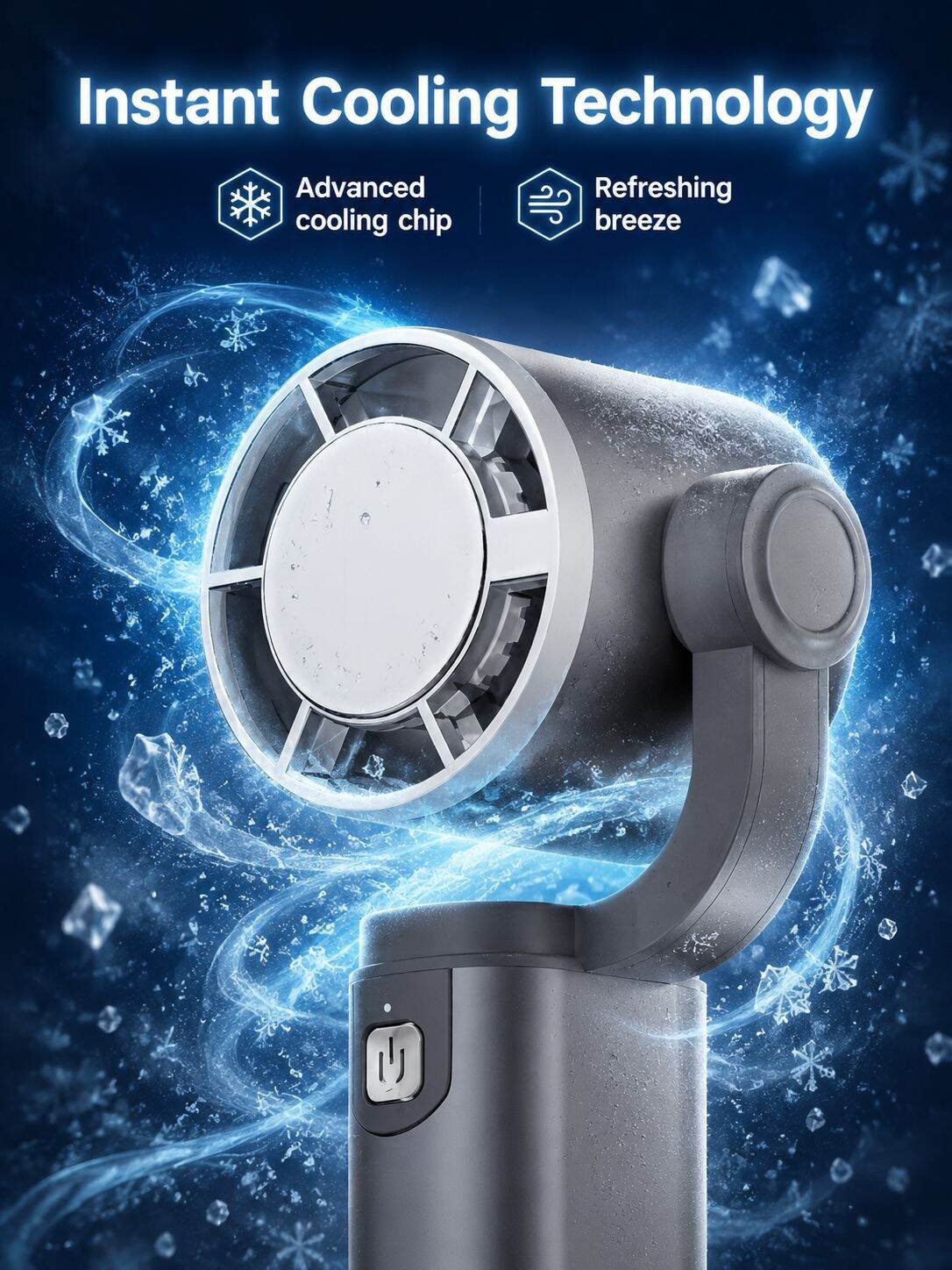 Portable Handheld Fan with Cooling Chip, Wearable Neck Fan & Desktop Stand, Mini Personal Fan