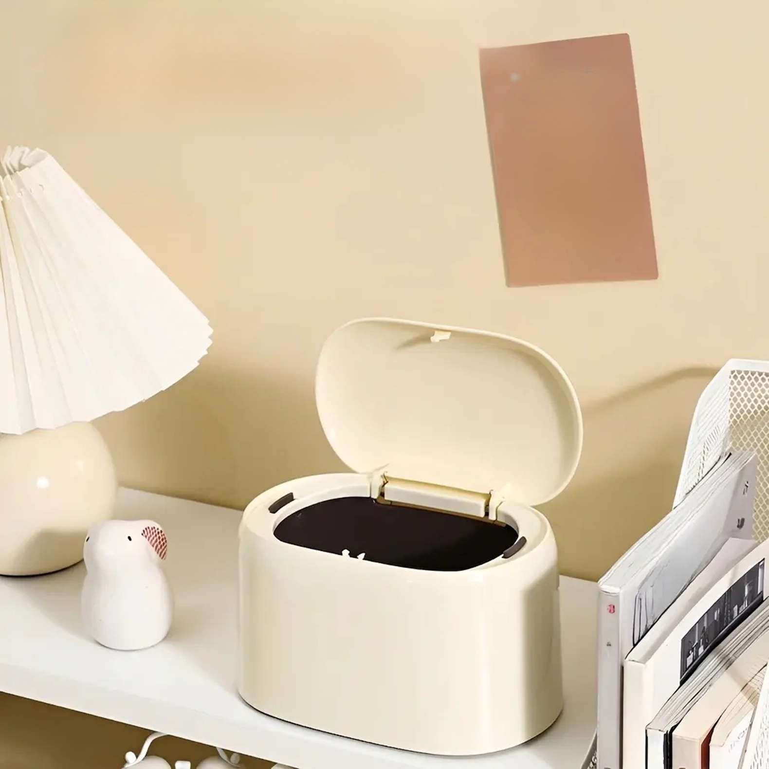 Press to open the countertop storage box.