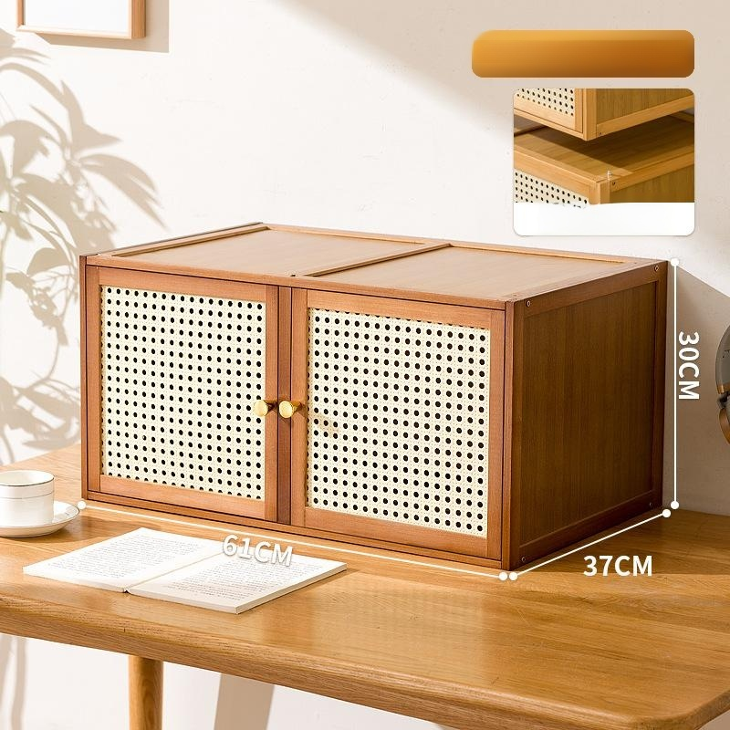 Solid wood lattice cabinet with drawers