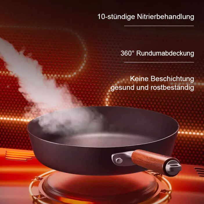 Bratpfanne aus nitriertem Feineisen ohne Beschichtung, hochpräzise