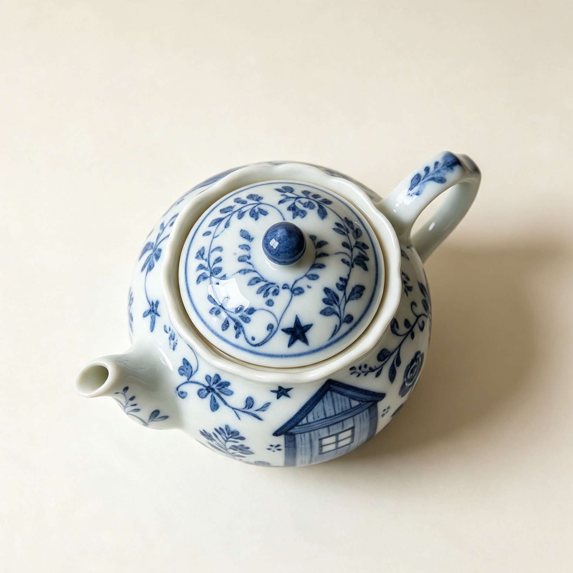 Blue and White Porcelain Teapot