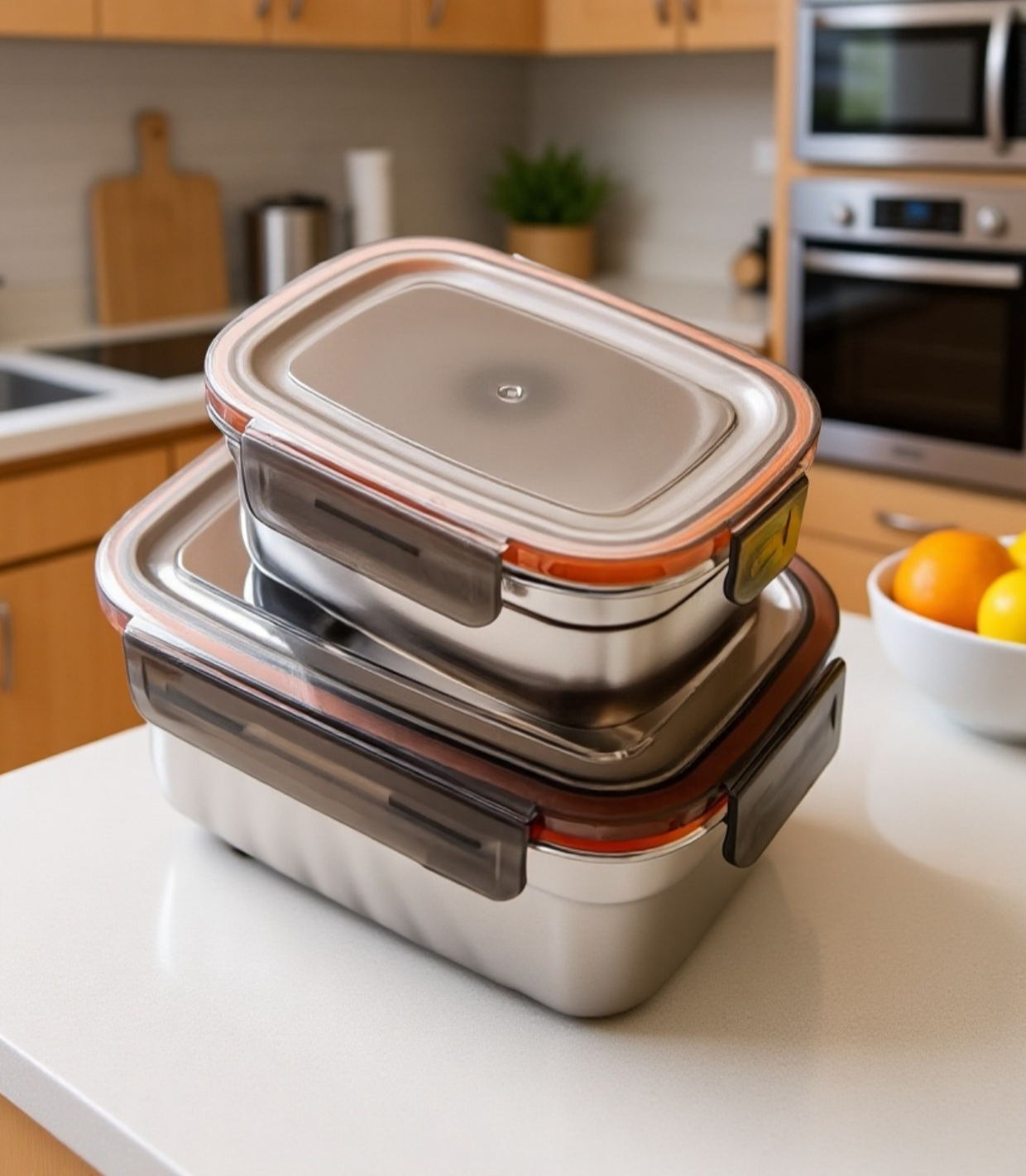 음식 재료를 담은 304 스테인리스 수납함